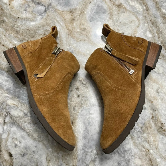 UGG Aureo II Suede Ankle Boot Booties Chestnut/Tan | Women's Size 6 - Picture 14 of 14